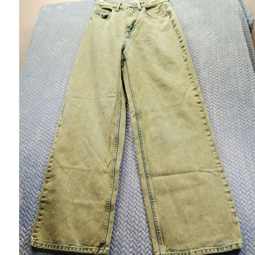 BDG Urban Outfitters High-Rise Baggy Jeans Green Acid Wash Wide Leg 26